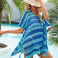 Tassel Openwork Striped V-Neck Cover Up