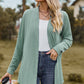 Textured Open Front Long Sleeve Cardigan