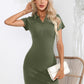 Johnny Collar Short Sleeve Bodycon Dress