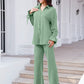 Drawstring Flounce Sleeve Shirt and Pants Set