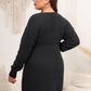 Plus Size Dropped Shoulder Long Sleeve Knit Mini Dress