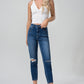 BAYEAS Full Size High Waist Distressed Washed Cropped Mom Jeans