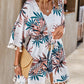 Tassel Tied Printed Half Sleeve Cover Up