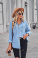 Collared Neck Dropped Shoulder Denim Top Light
