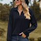 Johnny Collar Dropped Shoulder Blouse