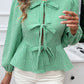 Devine Tied Round Neck Long Sleeve Blouse