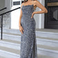 Sequin Backless Split Maxi Dress