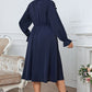 Melo Apparel Plus Size V-Neck Buttoned Flounce Sleeve Dress