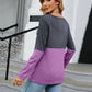 V-Neck Long Sleeve Two-Tone T-Shirt