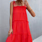 Tie-Shoulder Frill Trim Sleeveless Dress