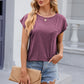 Pocketed Heathered Cap Sleeve T-Shirt