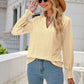 Notched Flounce Sleeve Eyelet Top