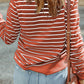 Striped Long Sleeve Round Neck Top