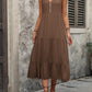 Decorative Button Notched Sleeveless Dress