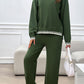 Round Neck Dropped Shoulder Top and Pants Sweater Set