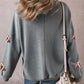 Sequin Football Round Neck Long Sleeve Sweatshirt