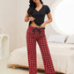 V-Neck Short Sleeve Top and Pants Lounge Set