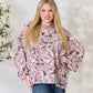 Heimish Full Size Floral V-Neck Balloon Sleeve Blouse