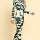 Printed Backless Long Sleeve Maxi Dress