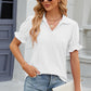 Eyelet Johnny Collar Short Sleeve Blouse