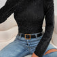 Metallic Round Neck Puff Sleeve Blouse