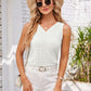 Eyelet Decorative Button V-Neck Tank