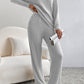 Ribbed V-Neck Top and Pants Lounge Set