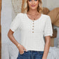 Eyelet Round Neck Short Sleeve Blouse