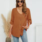 Roll-Tap Long Sleeve V-Neck Buttoned Blouse