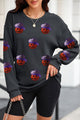 Sequin Pumpkin Long Sleeve Sweatshirt Black