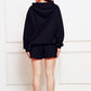 Drop Shoulder Long Sleeve Hoodie and Shorts Set