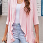 Open Front Three-Quarter Sleeve Cardigan