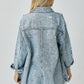 RISEN Distressed Raw Hem Denim Shirt