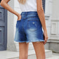 Distressed Raw Hem Denim Shorts