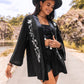 Embroidered Open Front Long Sleeve Cardigan