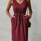 V-Neck Curved Hem Sleeveless Dress