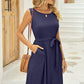 Tied Round Neck Sleeveless Dress