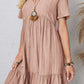 Full Size Ruched V-Neck Short Sleeve Dress