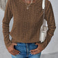 Eyelet Round Neck Long Sleeve Top