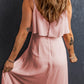 Slit Ruffled V-Neck Maxi Dress