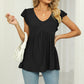 V-Neck Flutter Sleeve Babydoll Blouse