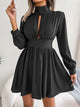 Cutout Turtleneck A-Line Mini Dress Black