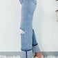 Distressed Straight Jeans with Pockets