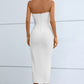 Cutout Strapless Drawstring Detail Split Bandage Dress