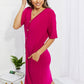 BOMBOM Sunday Brunch Button Down Knee-Length Dress in Magenta