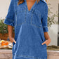 Johnny Collar Half Sleeve Denim Dress