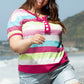 Plus Size Color Block Round Neck Short Sleeve T-Shirt