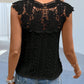 Cutout Lace Detail Notched Blouse