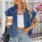 Buttoned Up Collared Neck Denim Top