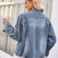 Pearl Trim Raw Hem Denim Jacket